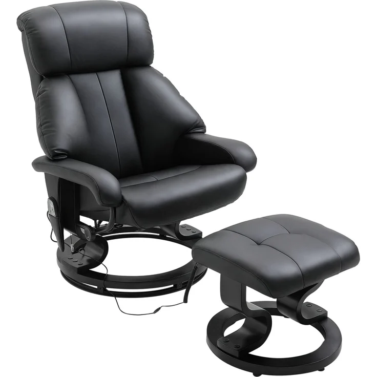 Rayofly-Massagesessel mit Fußhocker, 10 Vibrationspunkte, 145° verstellbare Rückenlehne, Schwarz, H 102 cm x T 76 cm x B 80 cm – Bild 1