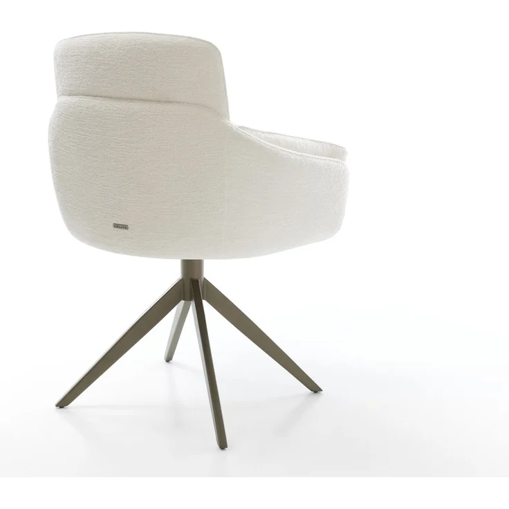 Drehstuhl Luan-Flex mit Armlehnen Bouclé Soft Beige Kreuzgestell breit Effektfinish Titan 360° drehbar Wippfunktion – Bild 5