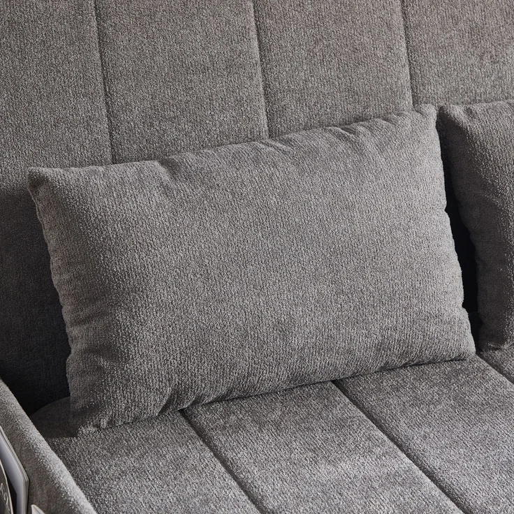 ZUBALIYA Schlafsofa 85x92 cm, mit Stauraum, mit Chenille - Bezug, mit breiten Armlehnen, mit Schaumstoffpolsterung, Schwarz – Bild 14