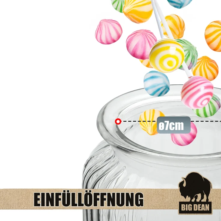 BigDean Bonbonglas 3x 1100ml Bonboniere Bonbonglas mit Deckel in Geschenkbox Vorratsgläser Spülmaschinfest Candy Bar Gläser – Bild 8