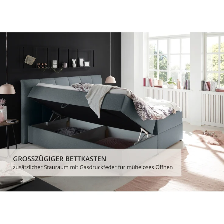 Polsterbett >Granada< Liegefläche 180x200 cm, in anthrazit - 200x120x210 (BxHxT) – Bild 2