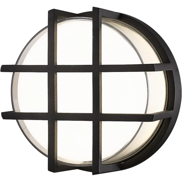 Heitronic 501328 LED Wand- und Deckenleuchte Circula anthrazit rund mit Schutzgitter
