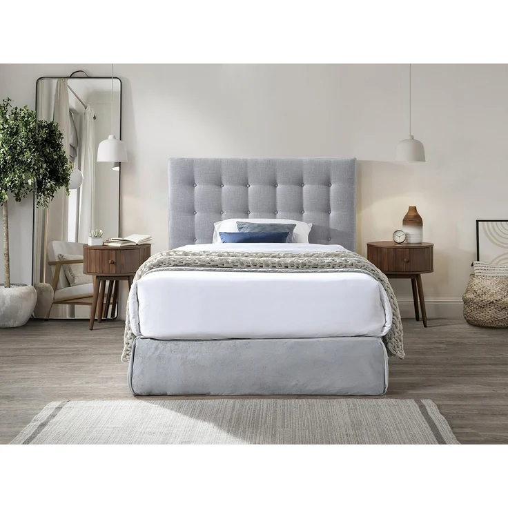 Vente-unique - Polster-Bettkopfteil - 140 cm - Stoff - Hellgrau - FRANCESCO – Bild 8