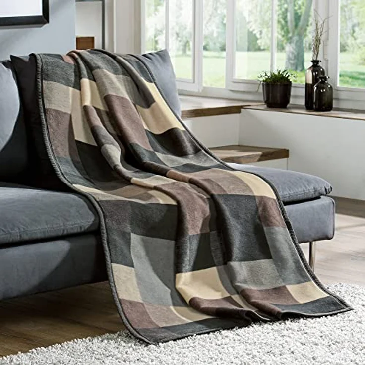 Wohndecke Wohndecke "Palermo", Erwin Müller, Baumwollmischung Karo – Bild 4