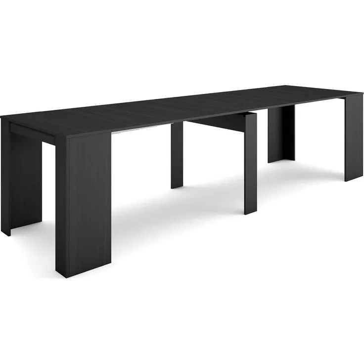 Skraut Home - Ausziehbarer Konsolentisch bis zu 3 Meter - Maße geschlossen: 75 x 90 x 50 cm - Dunkle Eiche - Ideal für Ihr Esszimmer, Wohnzimmer oder Ihren Schreibtisch