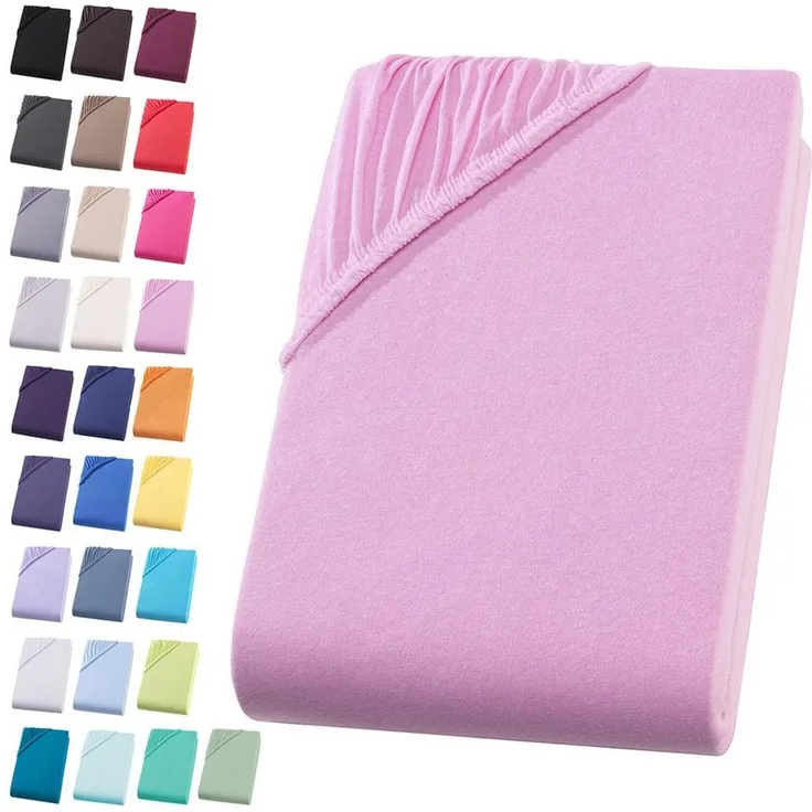 Visaggio Spannbettlaken Jersey aus 100% Baumwolle Spannbetttuch Bettlaken, Jersey, Gummizug: rundum, Spannbettlaken, für Matratzenhöhen bis 22 cm, Steghöhe 30 cm