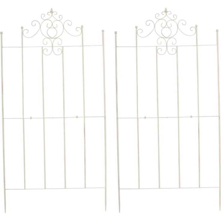Rankgitter HEIKE 2er Set - 85,5x2x170cm, Metall, Antik-Creme | Rankhilfe Kletterpflanzen Gartendekoration – Bild 1