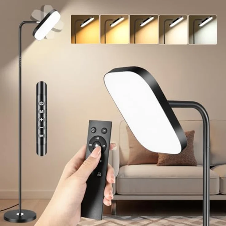 YICAIZI Stehlampe Wohnzimmer, 36W Deckenfluter LED Stehlampe 3200lm Dimmbar Moderne Standleuchte mit Fernbedienung & Touch-Steuerung für Wohnzimmer Schlafzimmer – Bild 2