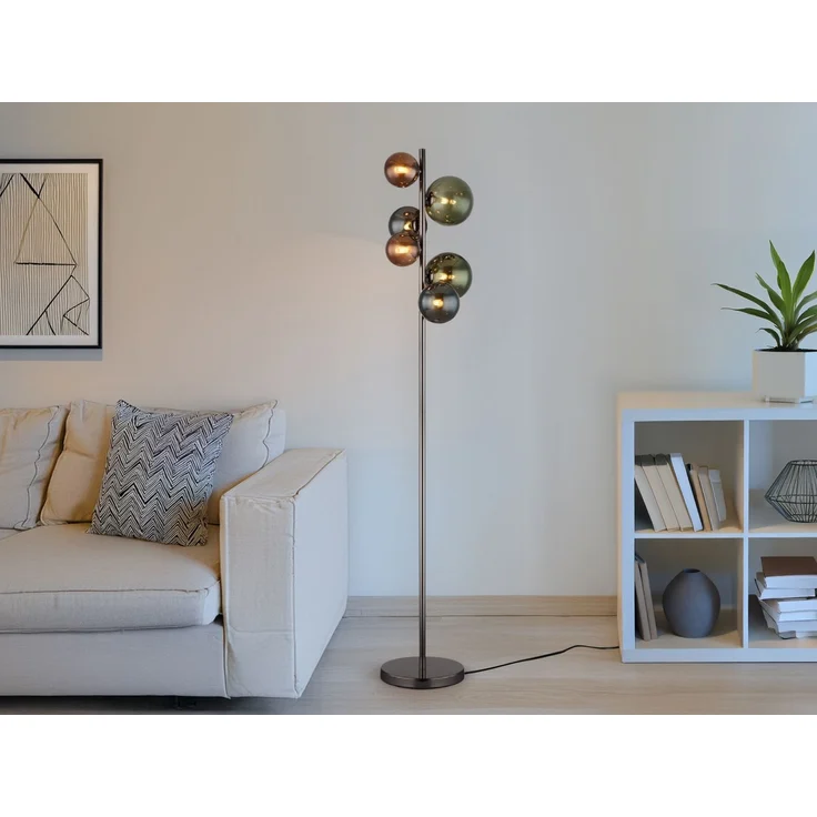 Stehleuchte RIHA Anthrazit 6-flammig mit bunten Glaskugeln, Höhe 155cm – Bild 5