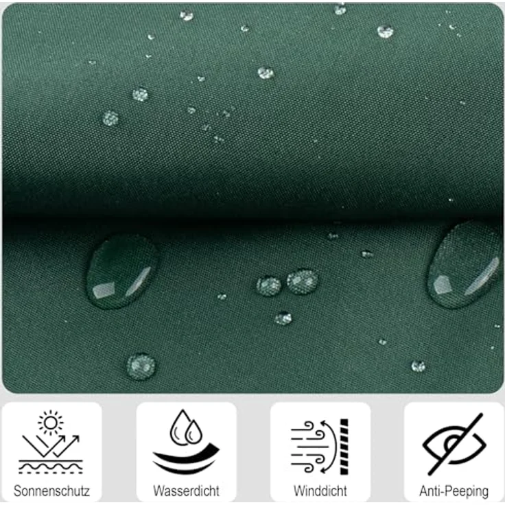 SUNNY GUARD Benutzerdefinierte Balkon Sichtschutz Wetterfest 80x200cm Balkonverkleidung Balkonabdeckung Balkonumspannung UV-Schutz Windschutz mit Kabelbinder,Grün – Bild 2