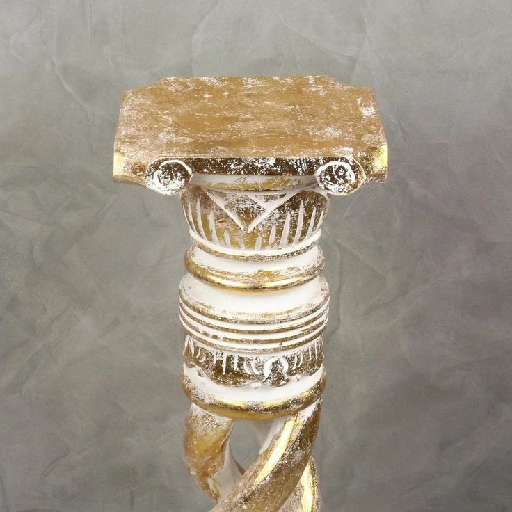 Oriental Galerie Blumenhocker Gedrehte Säule Antik Gold 60 cm klein (1 St) – Bild 2