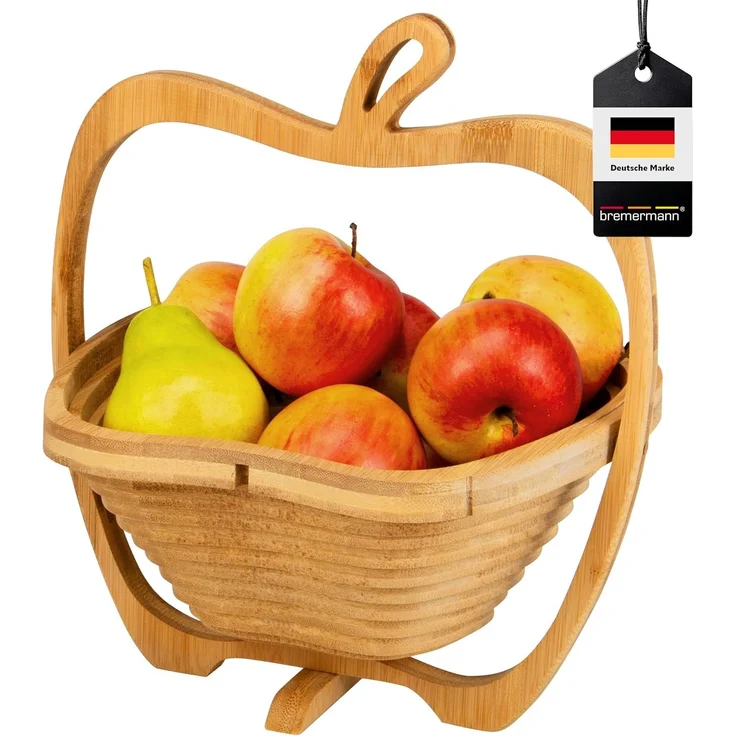 bremermann Obstschale faltbarer Obstkorb, Apfel-Design, Bambus ca. 26,7 x 30 x 22,5 cm, Bambus, (1-tlg) – Bild 1