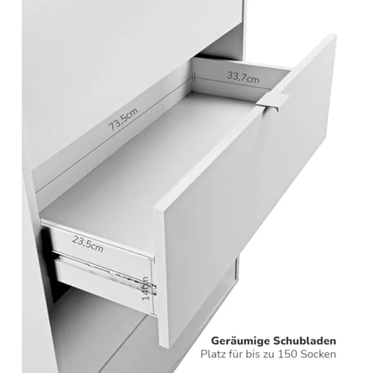 mokebo Sideboard Die Stilvolle (mit 4 Schubladen), Nachttisch, Highboard, Anrichte oder Kommode in Weiß – Bild 7
