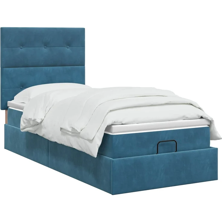 vidaXL Ottoman-Bett mit Matratze und LED Dunkelblau 100 x 200 cm Samt 3458287 – Bild 3