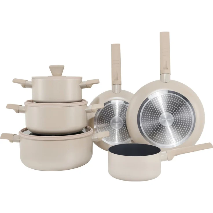 Hanseatic Topf-Set ALU SCANDI, mit Antihaftbeschichtung, Aluminium (Set, 9-tlg, Stielkasserolle 16 cm, Kochtopf 16/20/24 cm, Bratpfanne 24/28 cm), für alle Herdarten geeignet – Bild 1