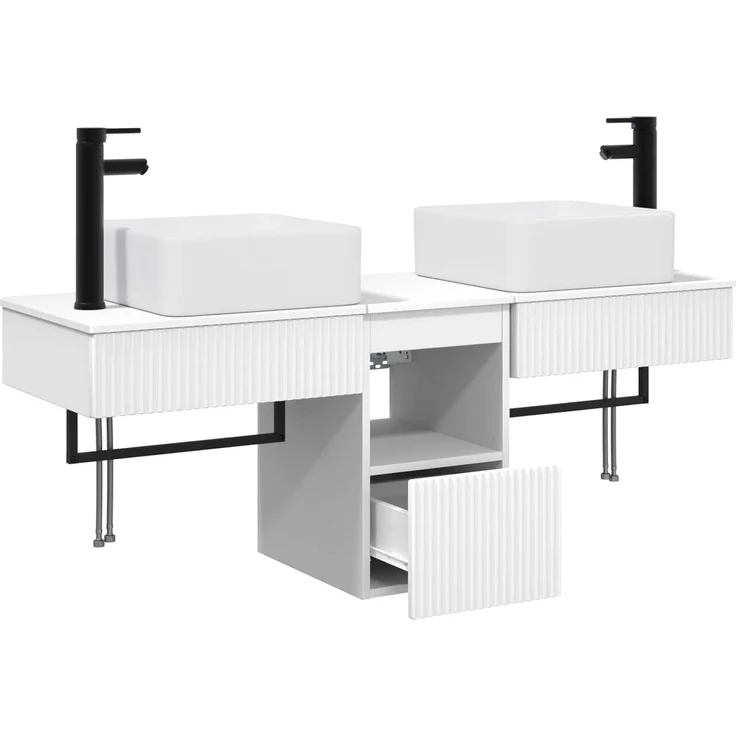 vidaXL Badezimmerschrank-Set 3 stk. Weiß 130 x 41 x 80 cm 3405597 – Bild 4