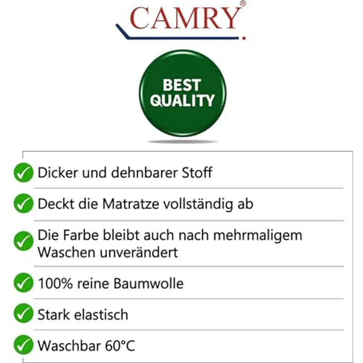 Camry Spannbettlaken CLASSIC, Jersey Baumwolle, Gummizug: rundum, viele Farben, alle Matratzenhöhen, Bettlaken, Spannbetttuch – Bild 6