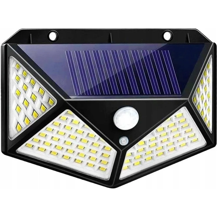 VERK GROUP LED Solarleuchte 100 LED Solarleuchte Bewegungsmelder Außen Solarstrahler 600lm, LED fest integriert, 100 LEDs, Bewegungs- & Dämmerungssensor – Bild 3