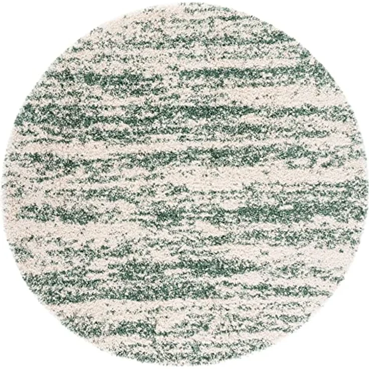 SAFAVIEH Zottelig Teppich für Wohnzimmer, Esszimmer, Schlafzimmer - Hudson Shag Collection, Hoher Flor, Elfenbein und Grün, 213 X 213 cm – Bild 2