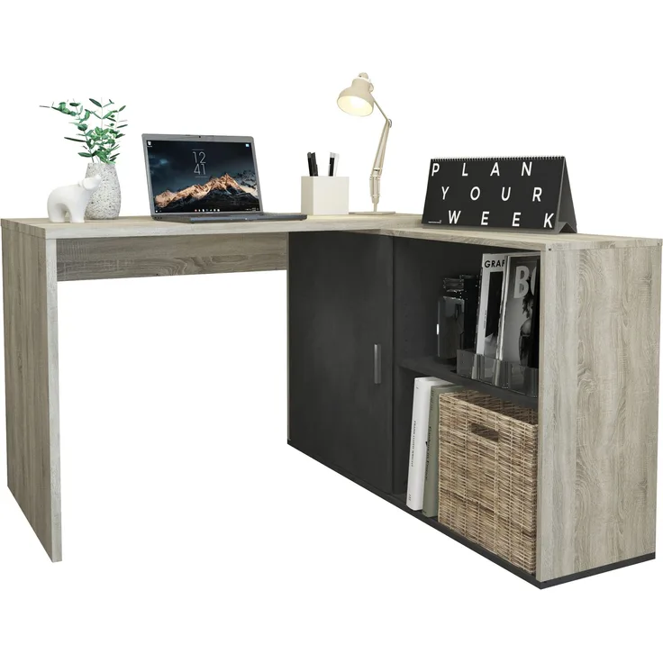 Schreibtisch Winkelschreibtisch Bürotisch Office VALLEY ca. 119x124 cm Eiche Sägerau Nb.