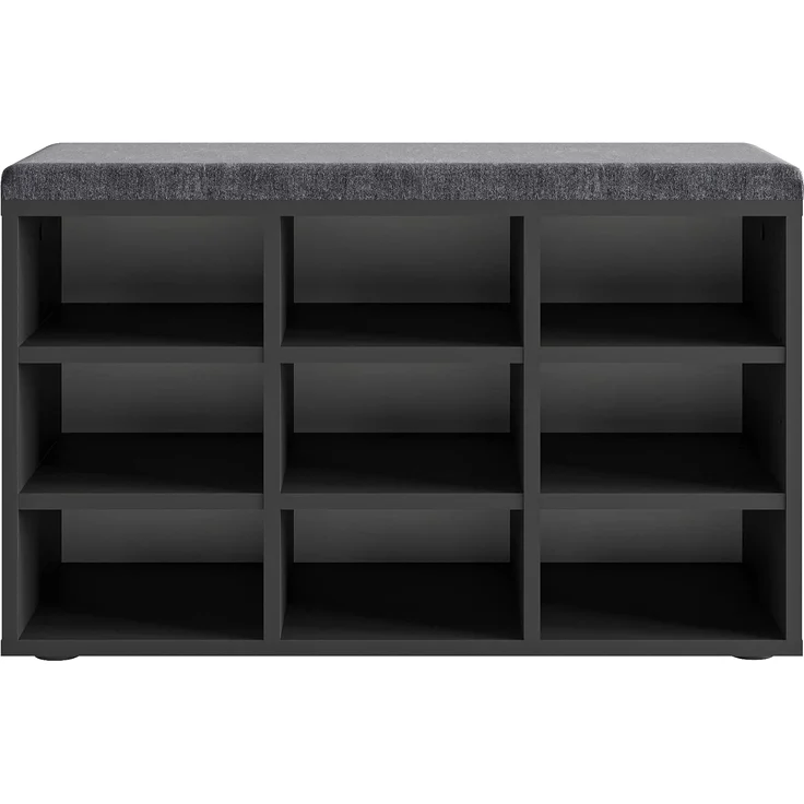 KOMTO Schuhbank mit Sitzfläche - Schuhregal Schwarz 80 x 50 x 30 cm Schuhschrank mit Sitzbank Flur Bank mit Stauraum Garderobenbank Sofia – Bild 5