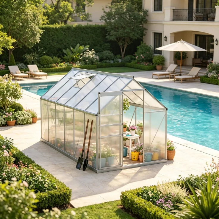 Wohnora-Praktisches Pflanzhaus,Stabiles Garten-Gewächshaus,Walk-in Gewächshaus,H 199cm x T 190cm x B 375cm,Silber, Transparent – Bild 4