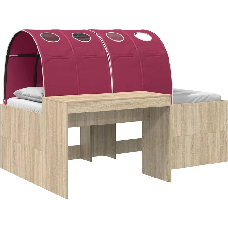 vidaXL Bett mit Tunnel 3 Stk. Artisian Eiche und Rot Holzwerkstoff 3423663 – Bild 2