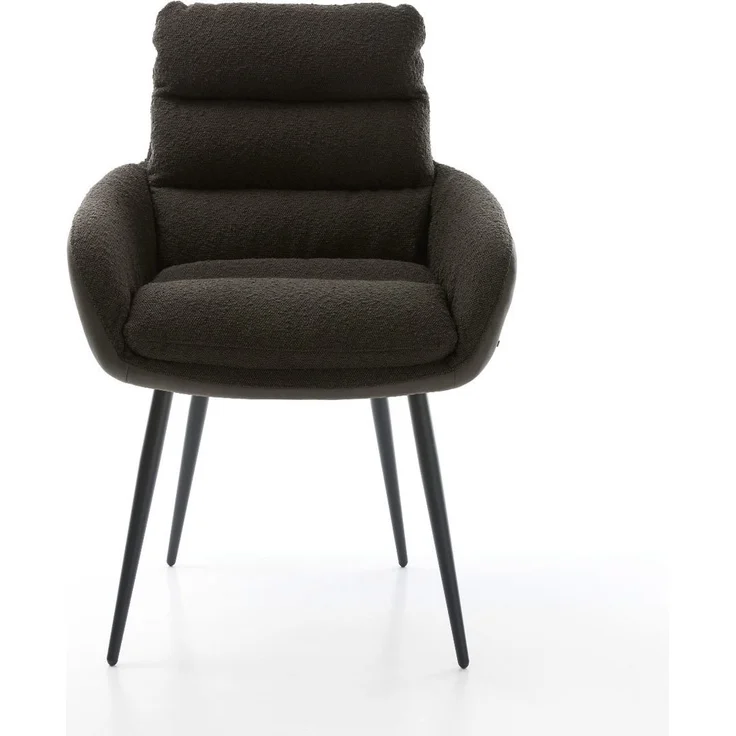 Esszimmerstuhl Abelia-Flex mit Armlehnen Materialmix Schwarz 4-Fuß konisch Edelstahl – Bild 2