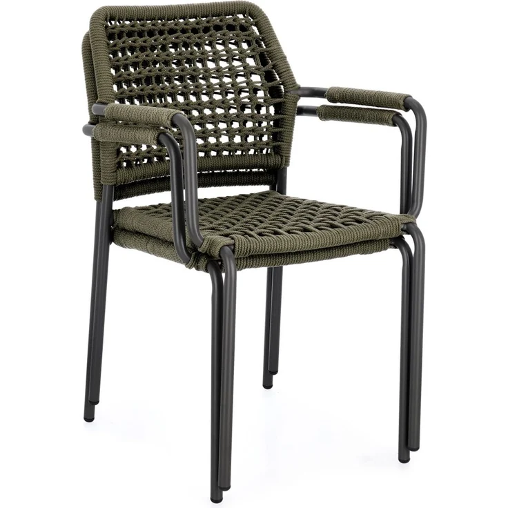 Gartenstuhl Adajra aus Aluminium, modernes Design, stapelbar, Grün Anthrazit, Outdoor – Bild 10