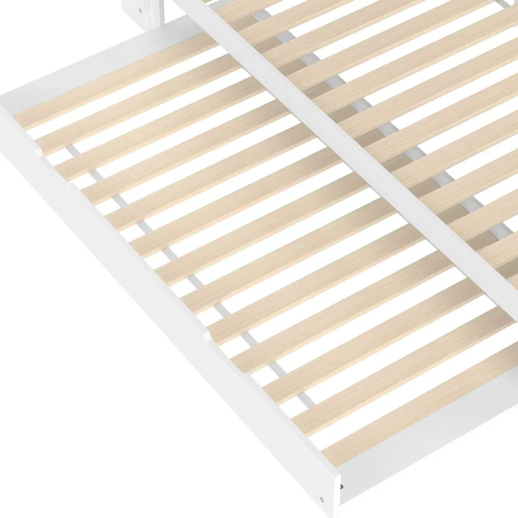 Bett 90x200 cm ohne Matratze, ausziehbares Daybett mit Stauraumkopfteil, USB/Typ-C, Weiß – Bild 10