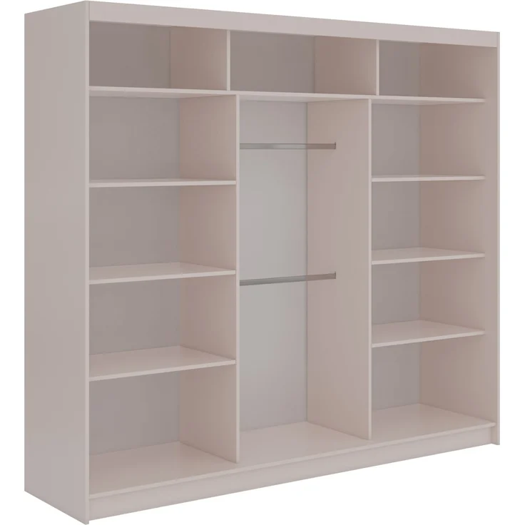 Schiebetürenschrank GRECJA 240 cm breite mit Spiegelfront und Dekor-Applikationen in Kaschmir, inkl. Kleiderstange & Einlegeböden - Kaschmir – Bild 4