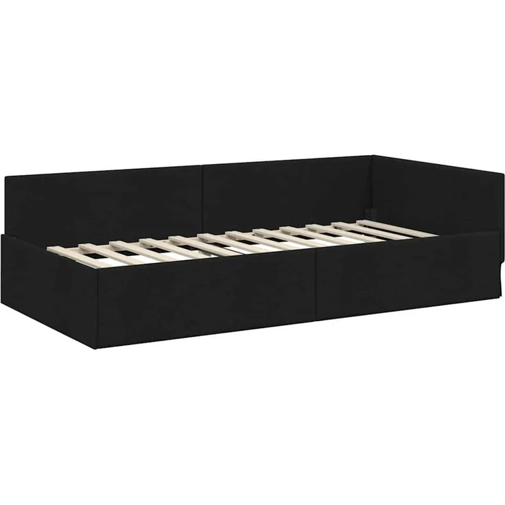 vidaXL Eckbettgestell mit Matratze 2 stk. Schwarz 90 x 190 cm Stoff 3393591 – Bild 5