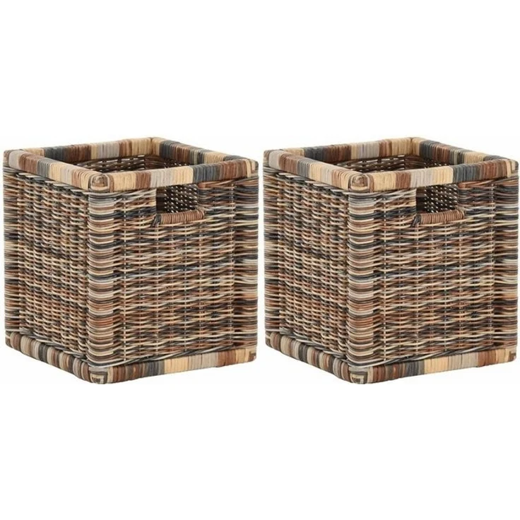 Krines Home Regalkorb Set/2 Regalkorb Aufbewahrungskorb geflochten Rattan (Quadratisch) (2-teiliges Set), Korbset Aufbewahrung Regal Schrankkorb Korb, ca. 28 x 29 x 30 cm – Bild 4