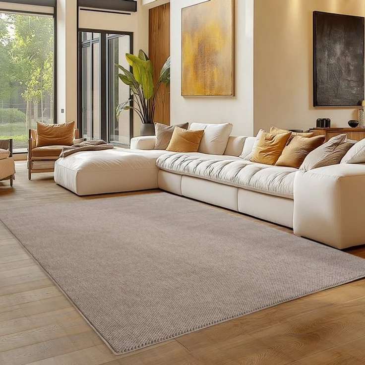 Carpettex Designteppich Einfarbig Boucle Loop, Rund, Höhe: 7 mm, Teppich Wohnzimmer, Schlafzimmer, Gästezimmer – Bild 4