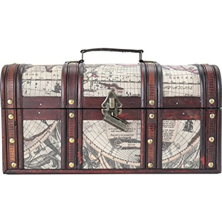 HMF Schatzkiste Schatztruhe aus Holz mit Metallschloss, dekorative Holzkiste 38 x 20 x 19 cm, Kuba – Bild 6