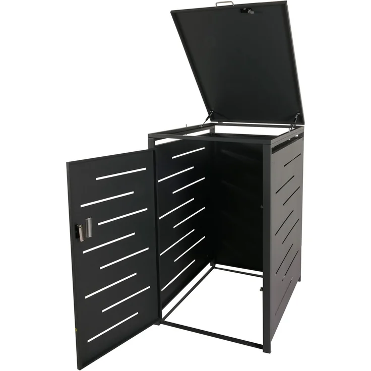 XL 1er-/2er-Mülltonnenverkleidung HWC-E83, Mülltonnenbox, erweiterbar 116x71x98cm ~ anthrazit, Stahl 39kg – Bild 9