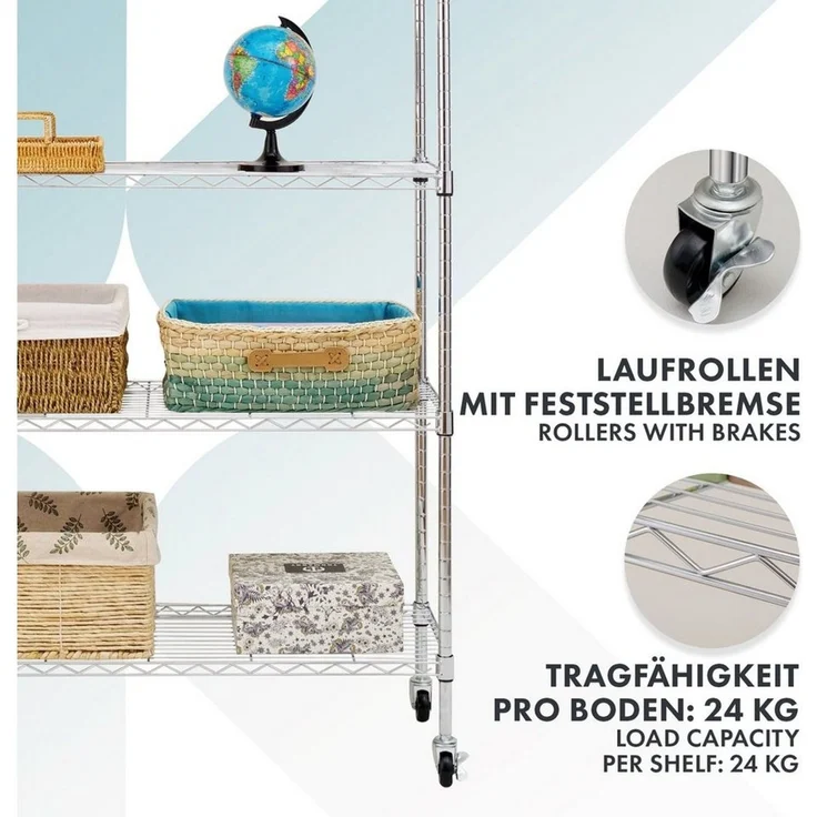 Karat Regal Gitterregal mit Rollen Maya, 5 Böden, Verschiedene Farben – Bild 2