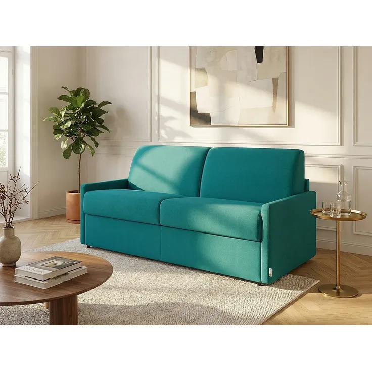 Schlafsofa 3-Sitzer CALIFE - Stoff - Türkis - Liegefläche: 140 cm - Matratzenhöhe: 22 cm