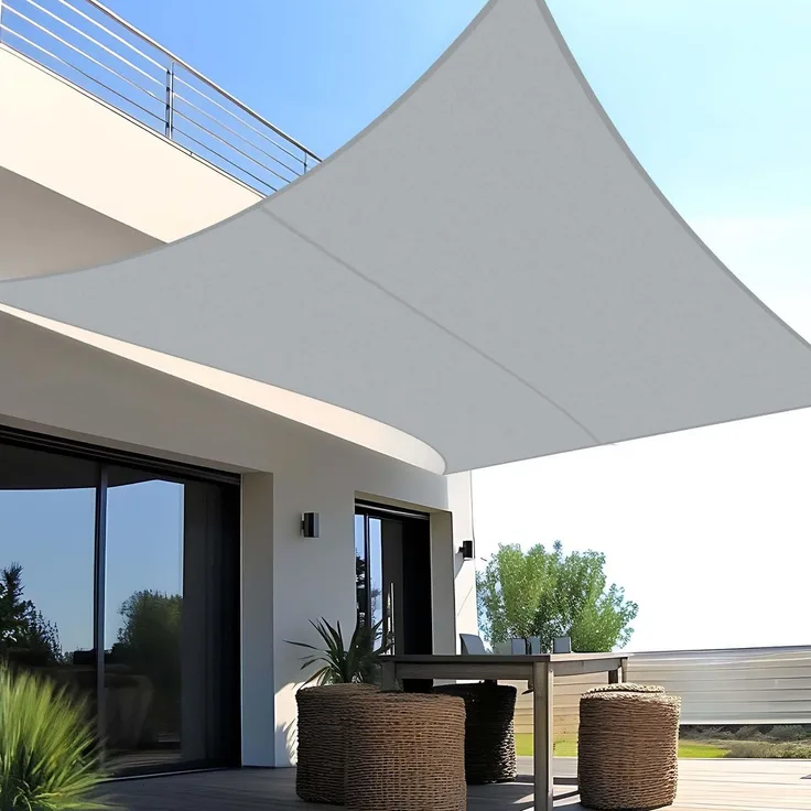 SUNNY GUARD Sonnensegel Wasserdicht 4x5 m Rechteckig Sonnenschutz Wetterschutz Segel Baldachin UV Schutz für Balkon Terrasse Garten, Hellgrau