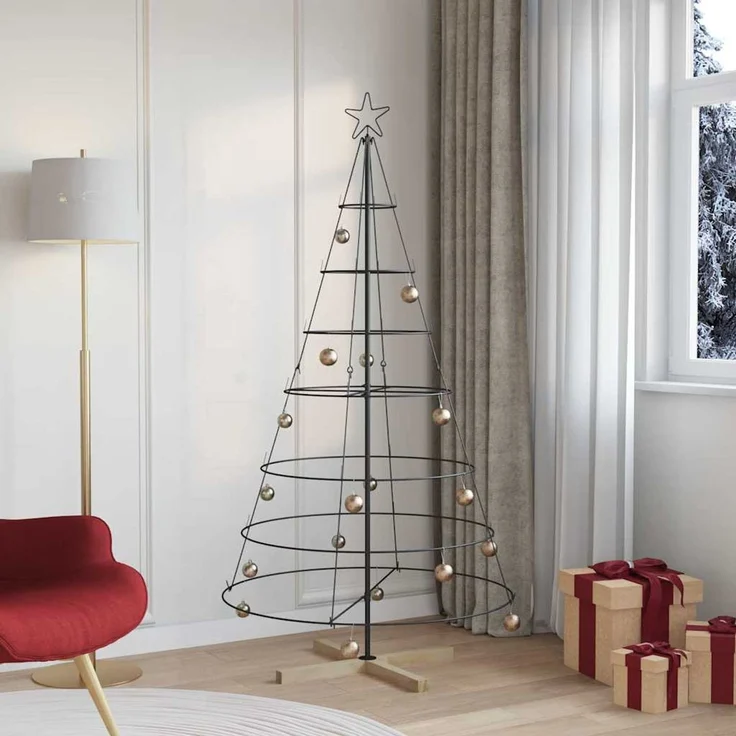 vidaXL Metall-Weihnachtsbaum mit Ständer KUOPIO 180 cm Stahl Schwarz 42019161 – Bild 1