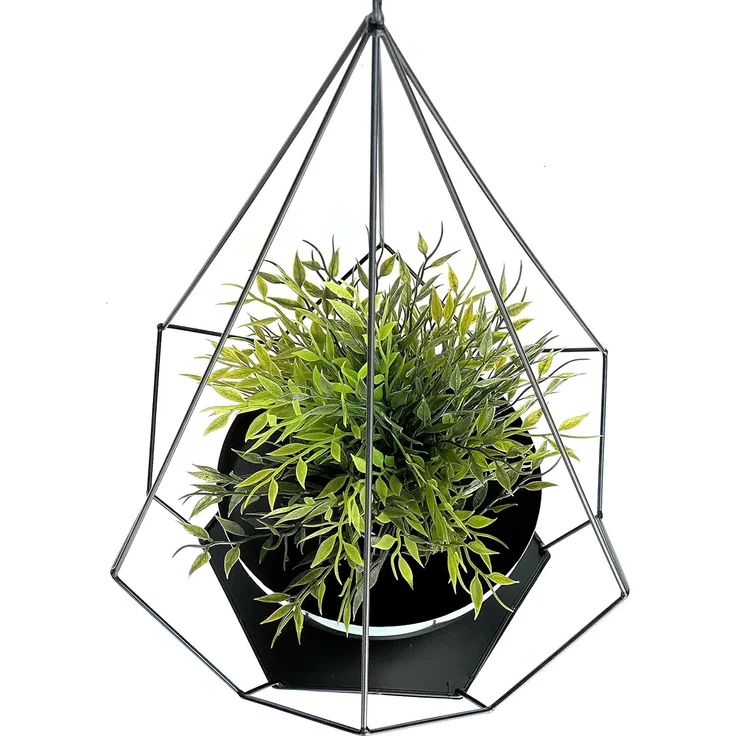 DanDiBo Blumenampel Innen Metall Wand Hängepflanzen 59 cm 96095 S mit Topf 6 Ecken Pflanzenhänger Blumenhänger Topfhänger Blumen Blumentopfhänger Hängetopf – Bild 7