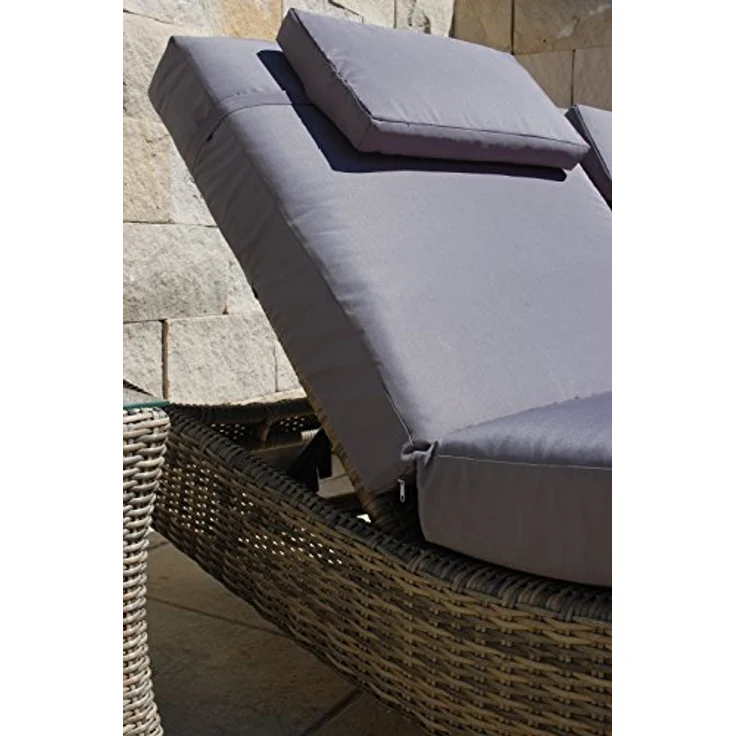 Ragnarök Möbel-Design Gartenliege Sonnenliegen Set, 3-teilig, Kopfteil in 5 Stufen verstellbar, Auflagen ca. 16 cm dick – Bild 9
