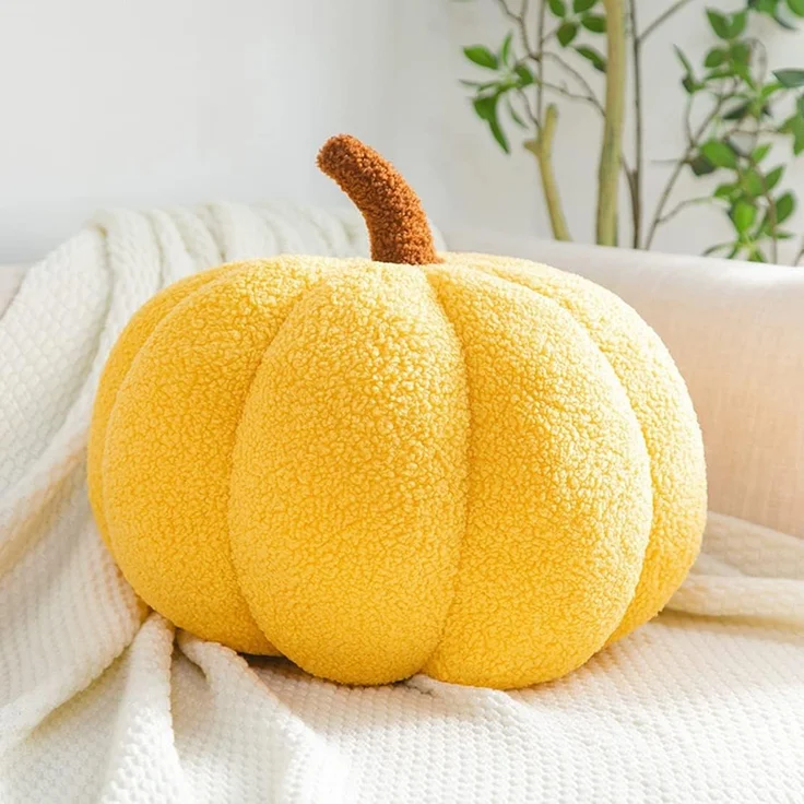 3D Kürbis Kissen 28 cm Plüsch Sofa Cushion, Gelb, Einzeln, Süßes Deko Kissen – Bild 2