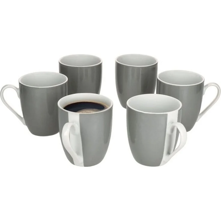 MamboCat Becher 6er Set Variant Grau Kaffeebecher 350ml bunte Porzellan-Tassen, Porzellan – Bild 4