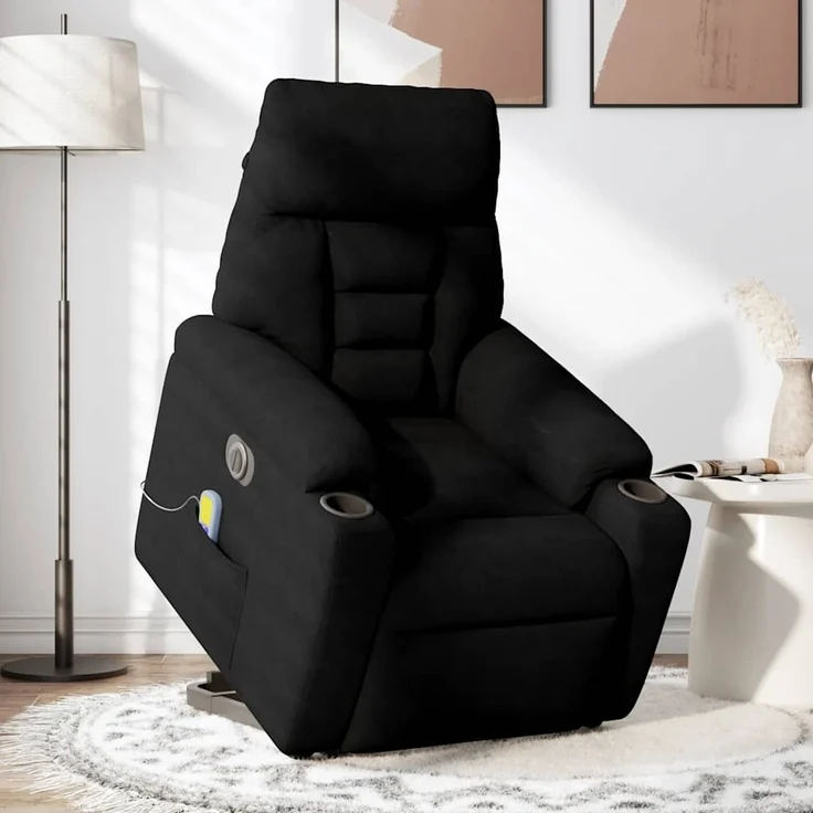 vidaXL Massagesessel Aufstehhilfe Elektrisch Schwarz Mikrofasergewebe 3303111 – Bild 2