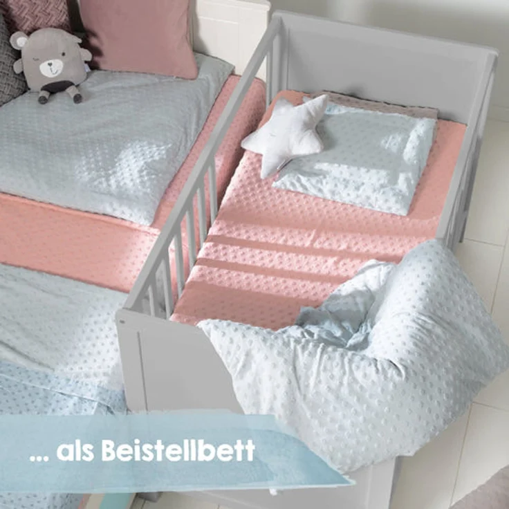 roba Beistell- & Babybett 60 x 120 inkl. Lattenrost - Höhenverstellbar - 5 Schlupfsprossen - Taupe – Bild 3