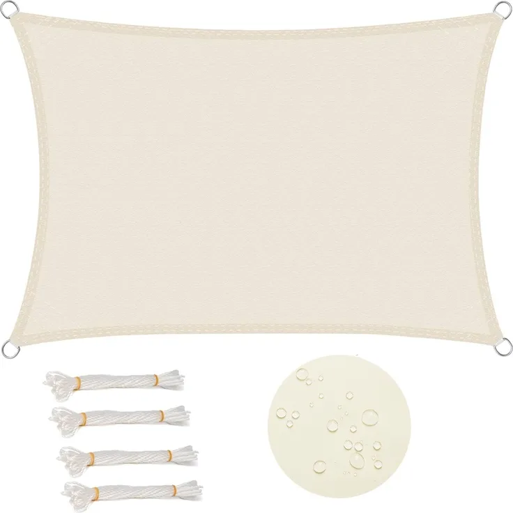WOLTU Sonnensegel Sonnenschutz PES Windschutz UV Schutz creme 2x4 m