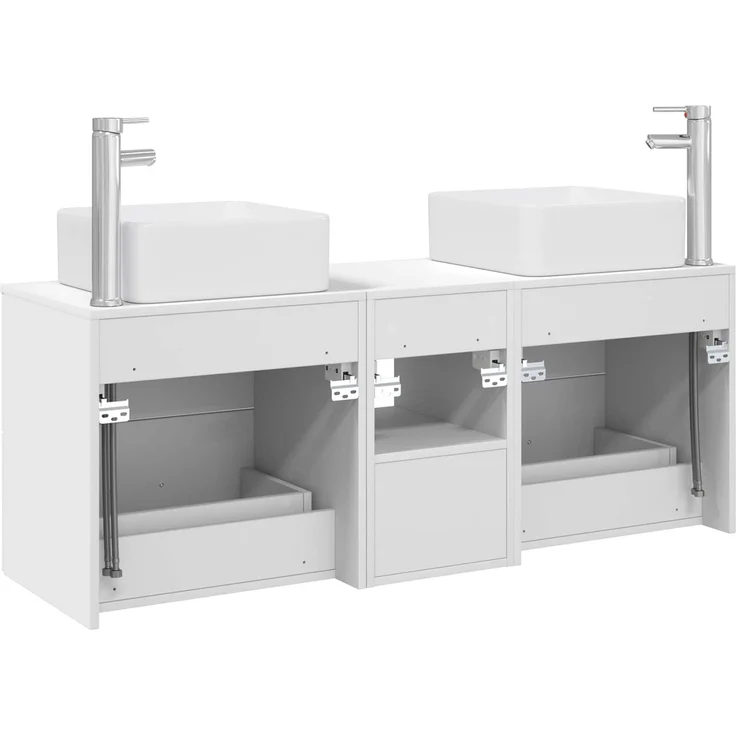 vidaXL Badezimmerschrank-Set 3 stk. Weiß 129 x 41 x 80 cm 3405819 – Bild 8