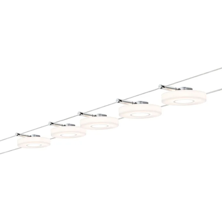 Paulmann No. 94109 Seilsystem-Set LED 5x4W DiscLED I 230V, 12V DC Chrom Satin