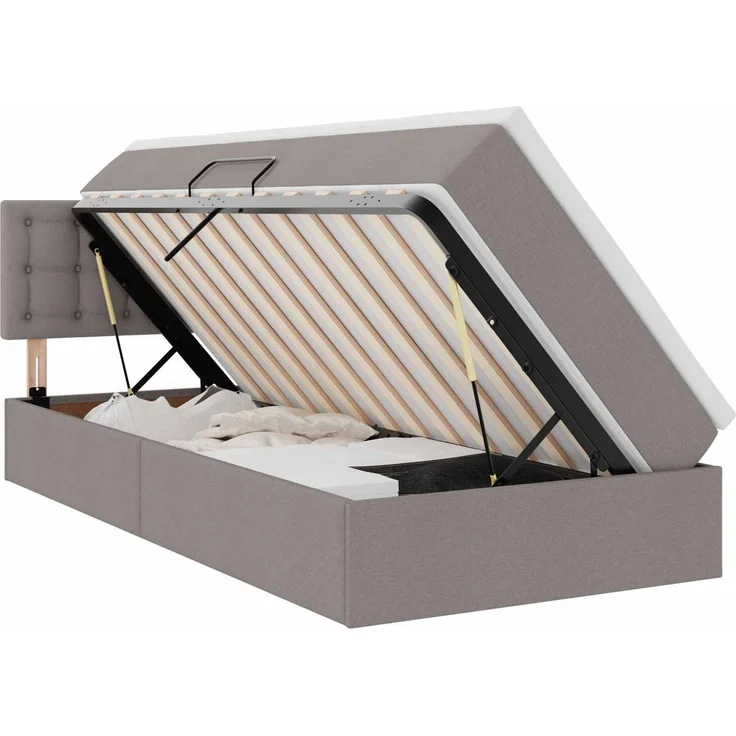 vidaXL LED-Speicherbett mit Matratze Taupe 90 x 190 cm Stoff 3371241 – Bild 2